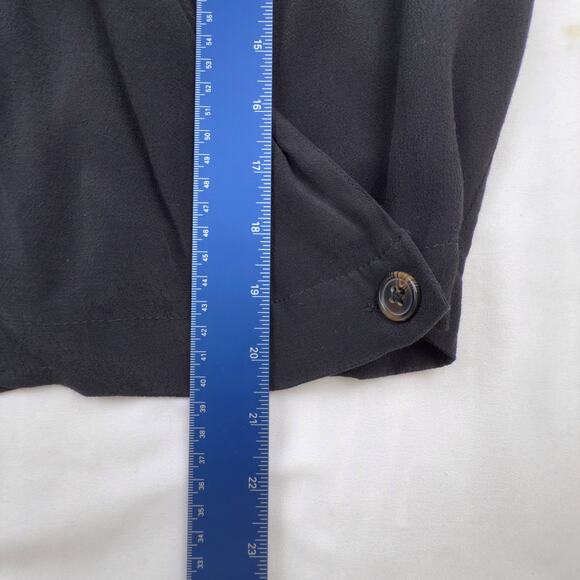 Ett twa Anthropologie Sz 8 Black Wrap Black Collared Button Blouse Blazer Shirt - Picture 9 of 9